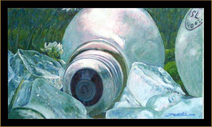 "Bulbs, Cubes & Clover", Oil on Canvas